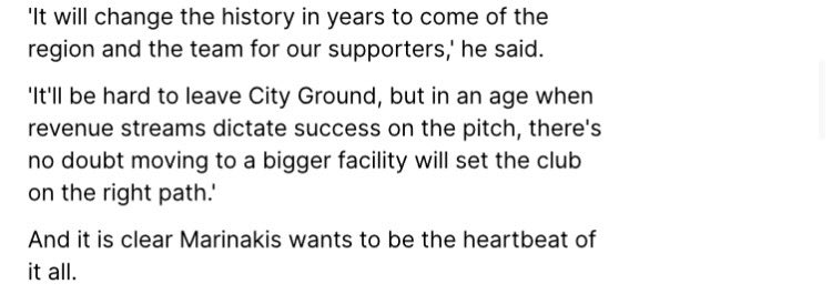 The City Ground is non-negotiable. This guy would most likely be getting hounded as Fawaz was if it wasn’t for Steve Cooper. I like his ambition, but not at the expense of our identity. If we wanted this shit, we’d just support Man City. We cannot let this happen. #nffc