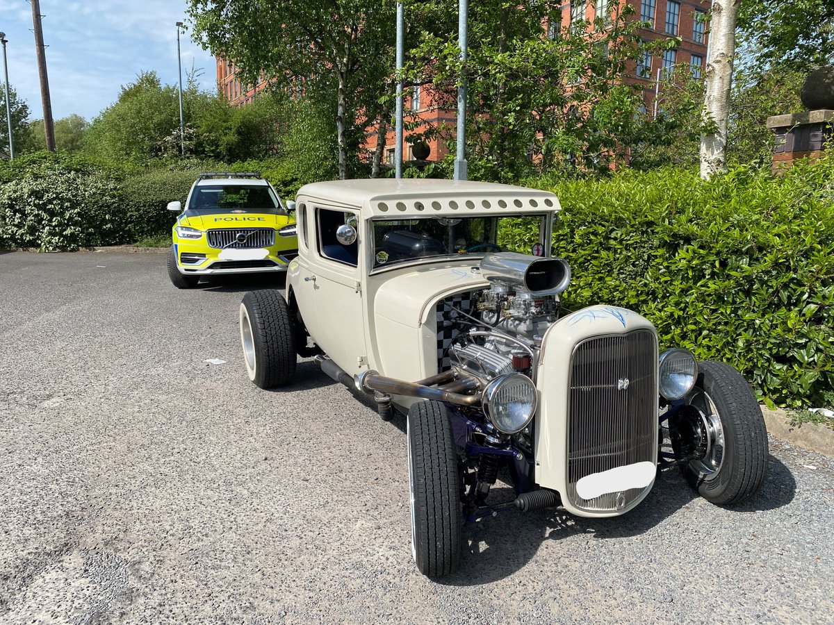 The sun has gone away for now. However, here is a photo of a classic car from over the sunny weekend in Manchester. 
The driver did nothing wrong. The officer simply wanted to speak to the owner about there magnificent classic motor. The vehicle is from 1928. #communityengagement