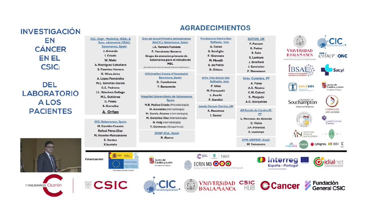 Yesterday during "Cancer research at the CSIC: from laboratory to patients" conference held at @CICancer_com, one of our PIs, Miguel Vicente Manzanares <a href="/CicMechano/">mechanoCIC</a> presented ECRIN-M3 achievements. #TogetherWeBeatCancer #InvestigationIsHope #StopLeucemia