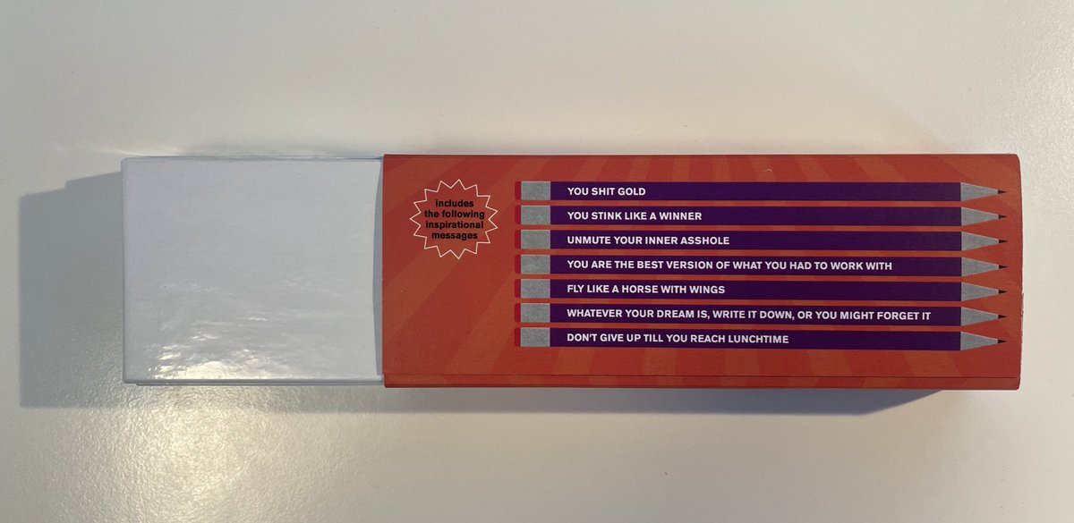 The new ‘inspirational pencils’ have arrived. Not sure that they’ll make it to the stationary drawer…

#oneforeachdayoftheweek