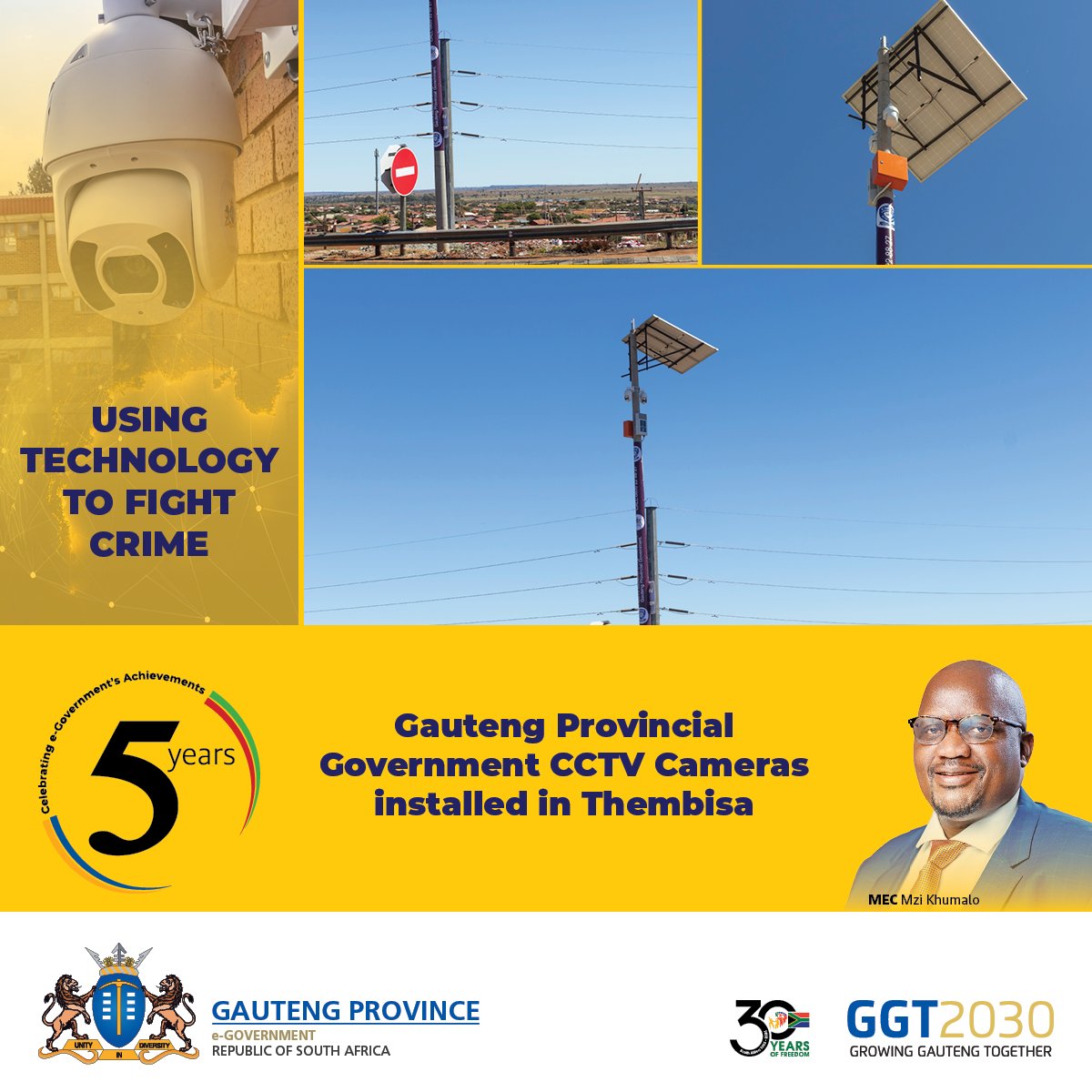 We're stepping up our efforts to keep our community safe with the installation of #CCTVcameras across Tembisa. 🎥 These cameras are a powerful tool in our fight against crime, helping to deter criminals and provide crucial evidence for law enforcement. #GGT2030