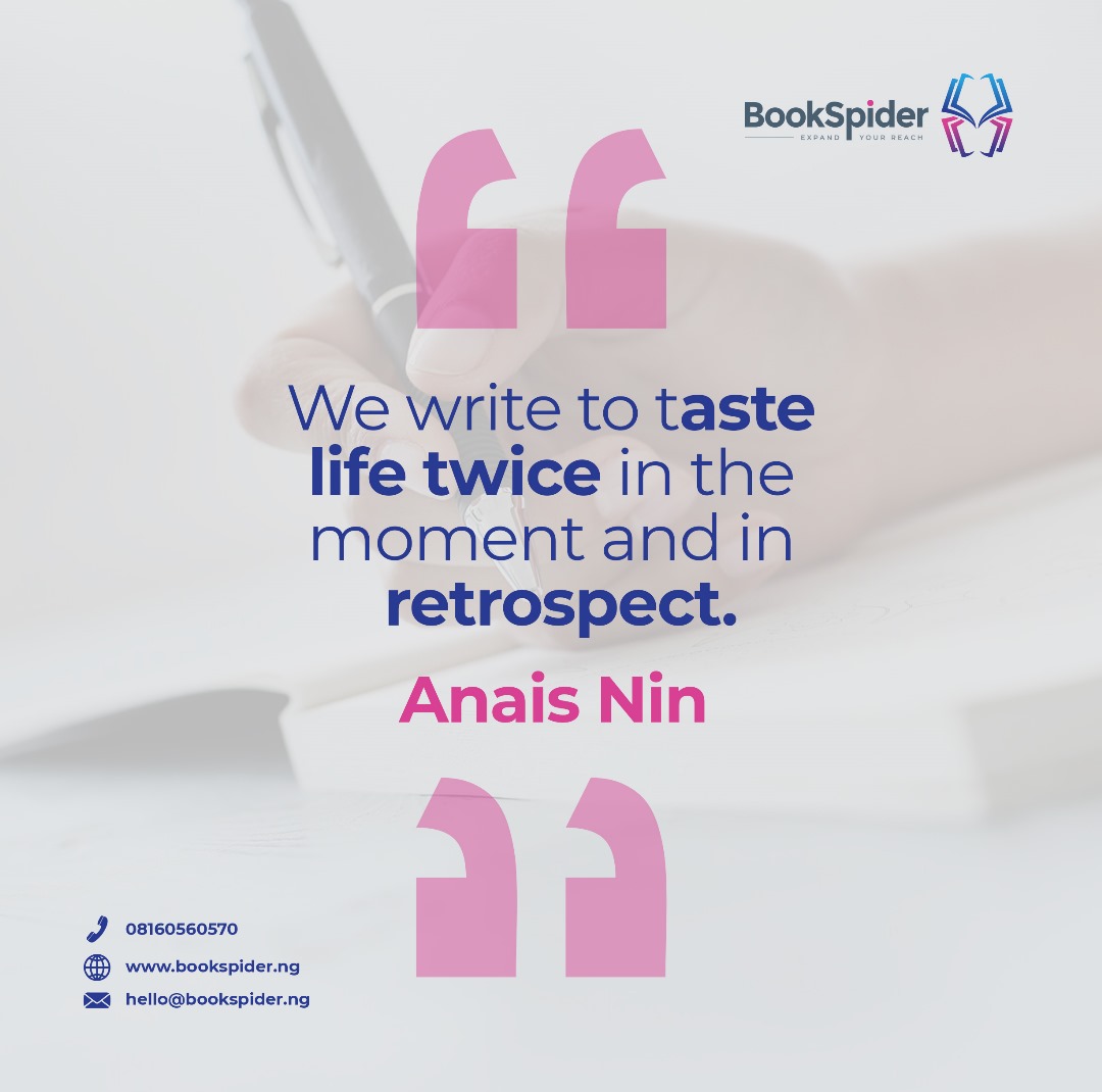 Have you ever replayed a video of yourself and felt nostalgic? 

Or read an old journal after a long while and be flooded with the emotions you had while writing? 

Writing helps a great deal when you're looking back in retrospect. 

#bookspider #publishingcompany #writing