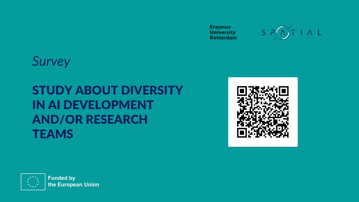 ❓ Do you work in #ArtificialIntelligence development and research? Your insights can help us! @erasmusuni has developed a survey that could shape the future of #AI. @Tapoomen, Joep Hofhuis, and Martine van Selm are part of the team. 👉 spatial-h2020.eu/diversity-and-… #SPATIALproject