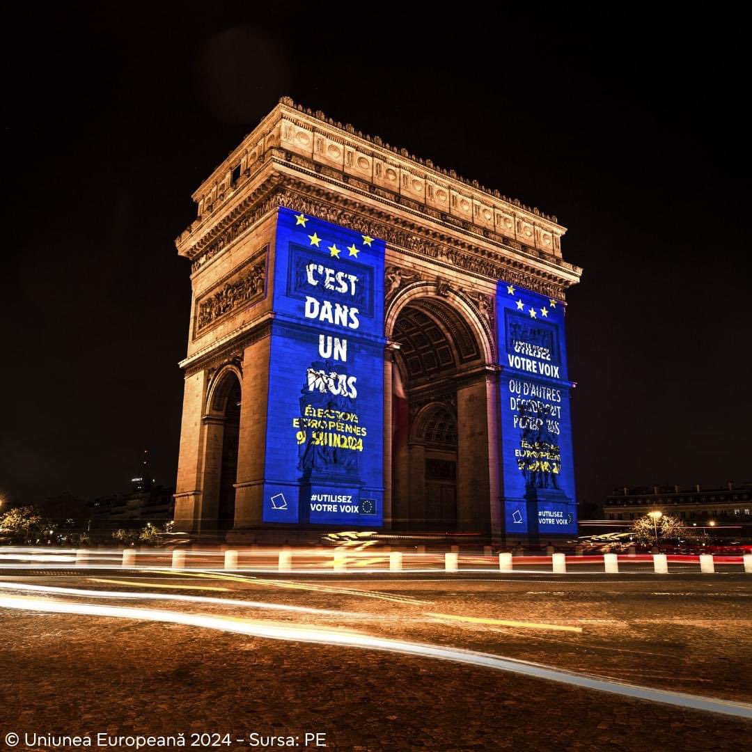 Anul acesta, data de 9 mai a marcat nu doar Ziua Europei 🇪🇺, dar a pornit și numărătoarea inversă de 30 de zile până la alegerile europene 🗳️. Cu această ocazie, o serie de clădiri simbol din Europa au “îmbrăcat” culorile steagului UE. @Europarl_RO