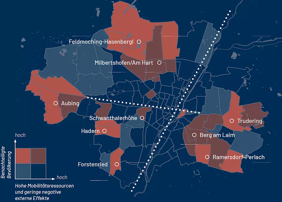 Die #Mobilitätsungerechtigkeitskarte zeigt u.a. das #Hasenbergl. Statt ÖPNV & Radwege soll hier aber die #BMWAutobahn durch die wunderschönen Grünstreifen, die Spiel- & Bolzpläze gebaut werden. Profite für BMW auf Kosten der Anwohnenden. #HasenberglVerteidigen #KeineBMWAutobahn