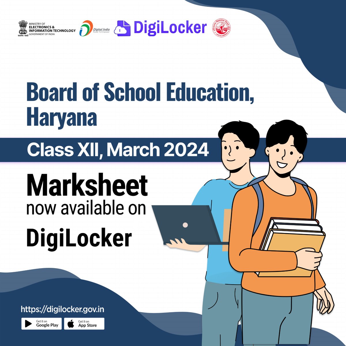 Board of School Education, Haryana students can now access their class XII, March 2024 Marksheet digitally through #DigiLocker. Install the app now by clicking digilocker.gov.in/installapp