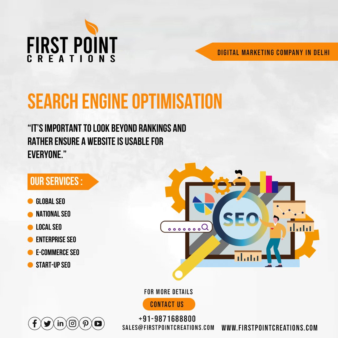 “It’s important to look beyond rankings and rather ensure a website is usable for everyone.” . FOLLOW US @firstpointcreations Contact Details: ☎ +91 9871688800 | +91 (11) 41552455 🌐 firstpointcreations.com 📧 Email: sales@firstpointcreations.com . #searchengineoptimization #fpc