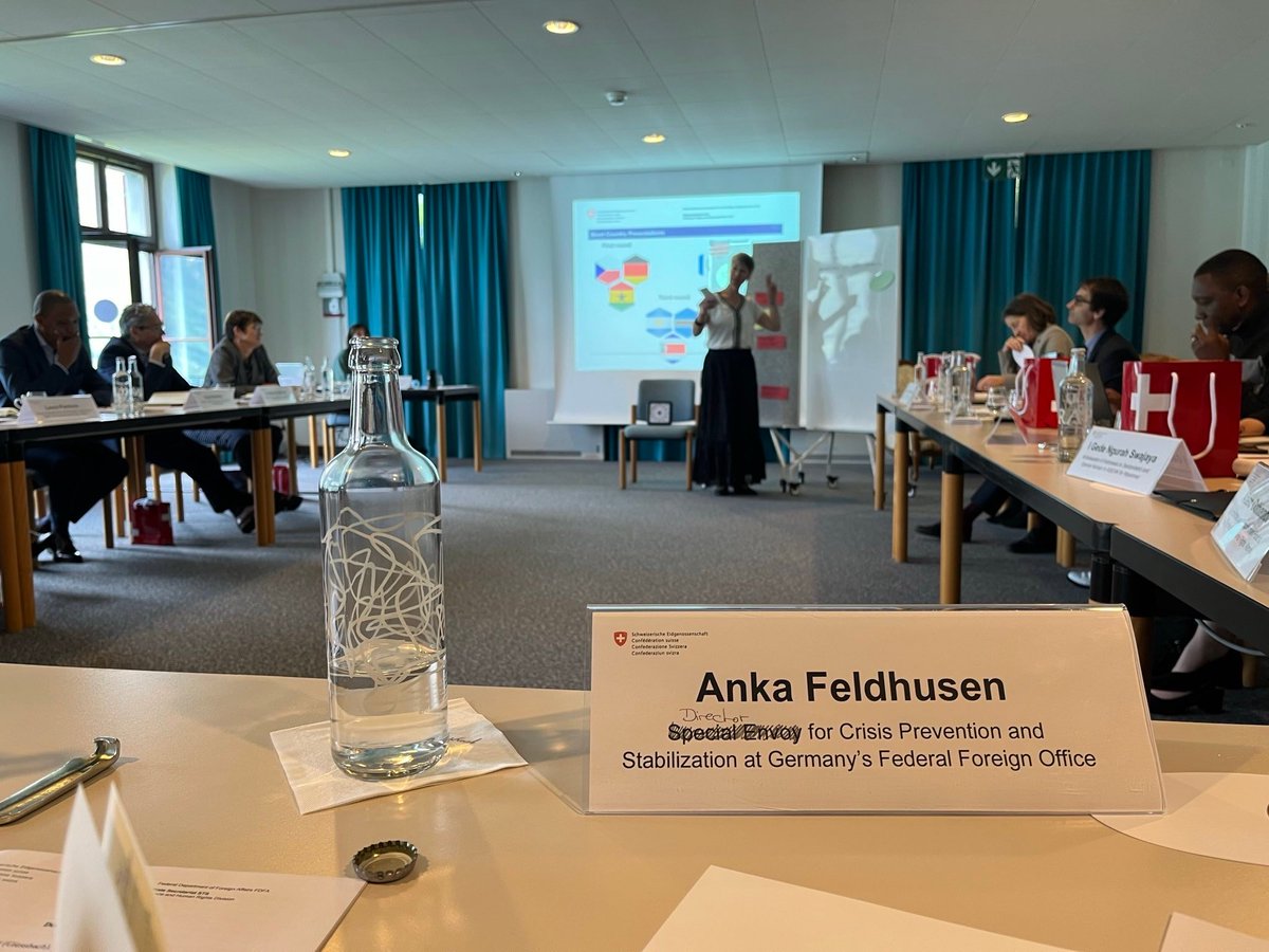 How to foster democratic resilience? Intense discussions with representatives from 🇦🇷, 🇧🇼, 🇨🇷, 🇨🇿, 🇬🇭, 🇬🇹, 🇮🇩, 🇰🇪, 🇳🇬, 🇺🇸 and our 🇨🇭 hosts at a Democracy Retreat. Important subjects: elections, digital technology, countering disinformation. @SwissPeaceHR