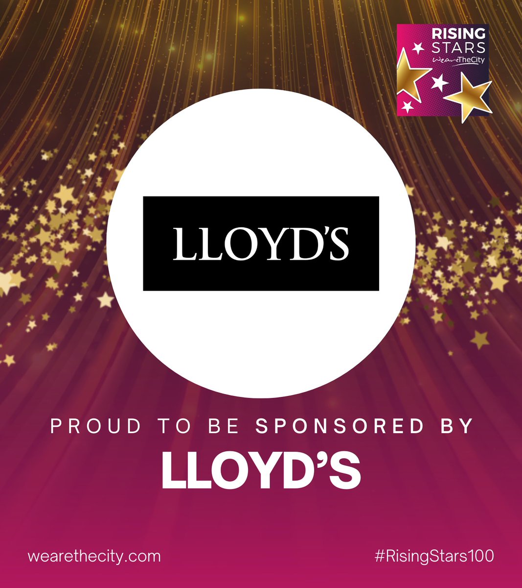 We proudly introduce our next sponsor for this year's #RisingStars100 Awards: @LloydsofLondon! 🥳

Join us LIVE today at 10AM for our Shortlist Announcement, featuring 233 women, men and companies across 24 categories 💜✨

bit.ly/RS100-24