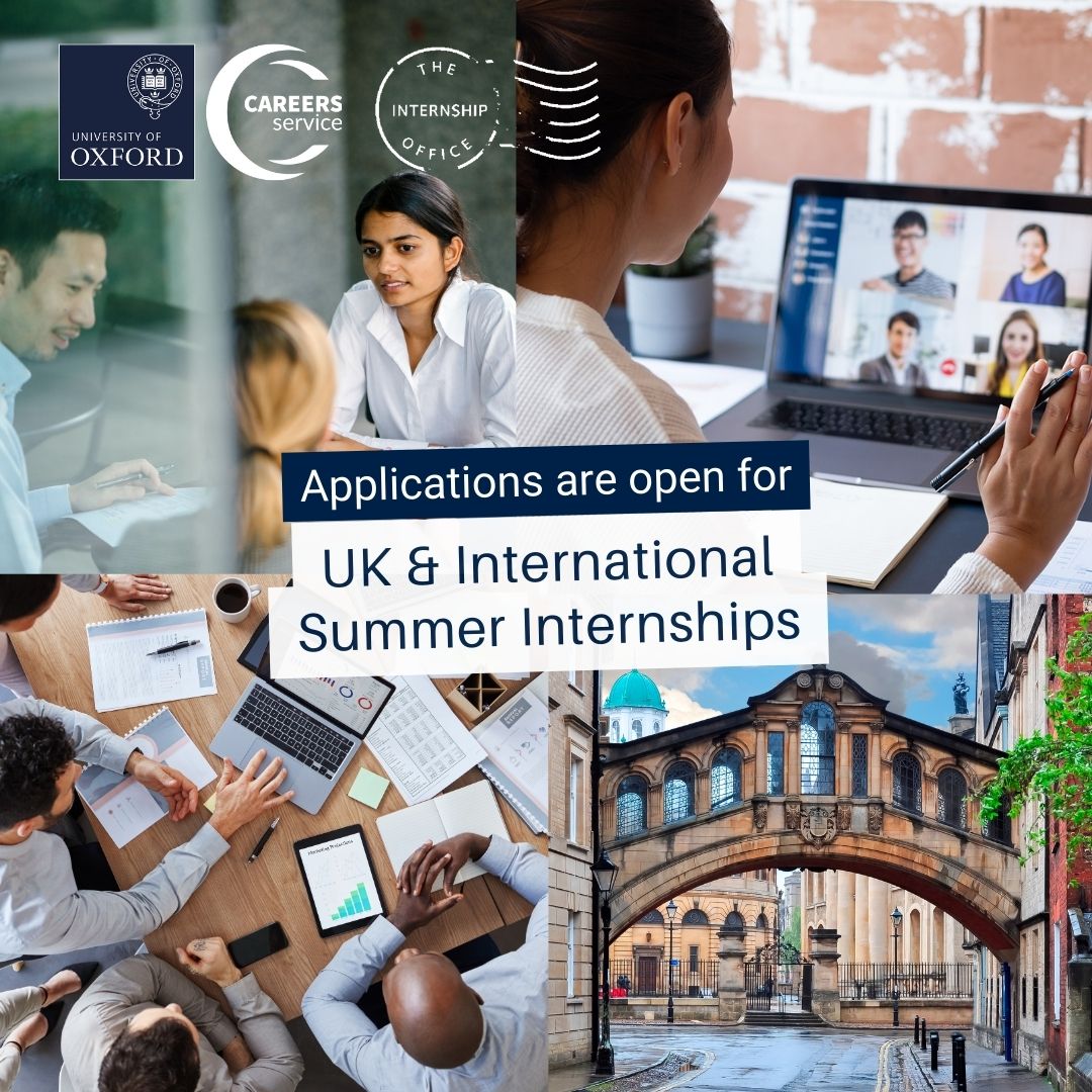 Our popular Summer Internship Programme is advertising its final round of 2 to 12-week opportunities for the long vacation, exclusively available to @OxUniStudents. ☀ Apply via CareerConnect by Monday 27 May 2024: careers.ox.ac.uk/summer-interns…