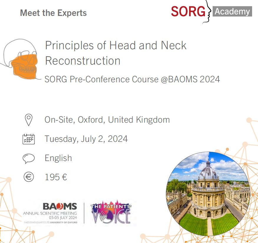 Do you know there is a #SORG #course at this year’s #BAOMS2024? When: July 2nd, 2024 Where: Oxford Thene: Principles of Head and Neck Reconstruction More information and registration link: baoms.org.uk/_userfiles/pag… @BAOMSOfficial #omfs #reconstruction #expert