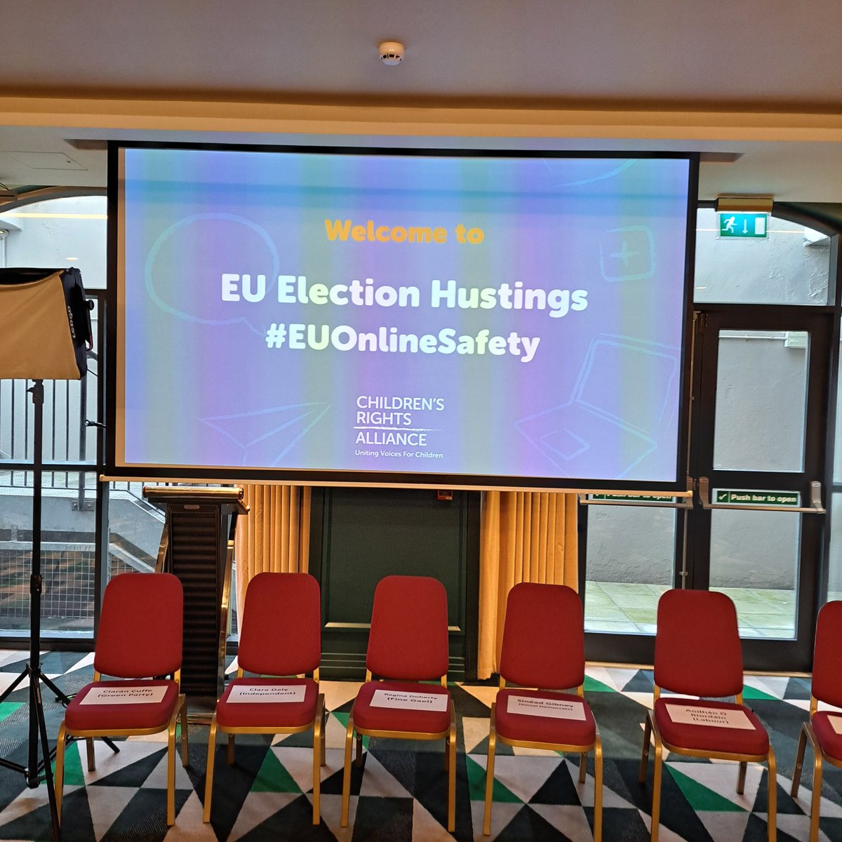 Room ready. Candidates notified. Chairperson @powerian secured. Children & young people on their way to the @ChildRightsIRL #EUelections2024 #EUOnlineSafety Hustings this morning. To hear how candidates,  if elected to @Europarl_EN, will ensure #Child & #YoungPeople safety online