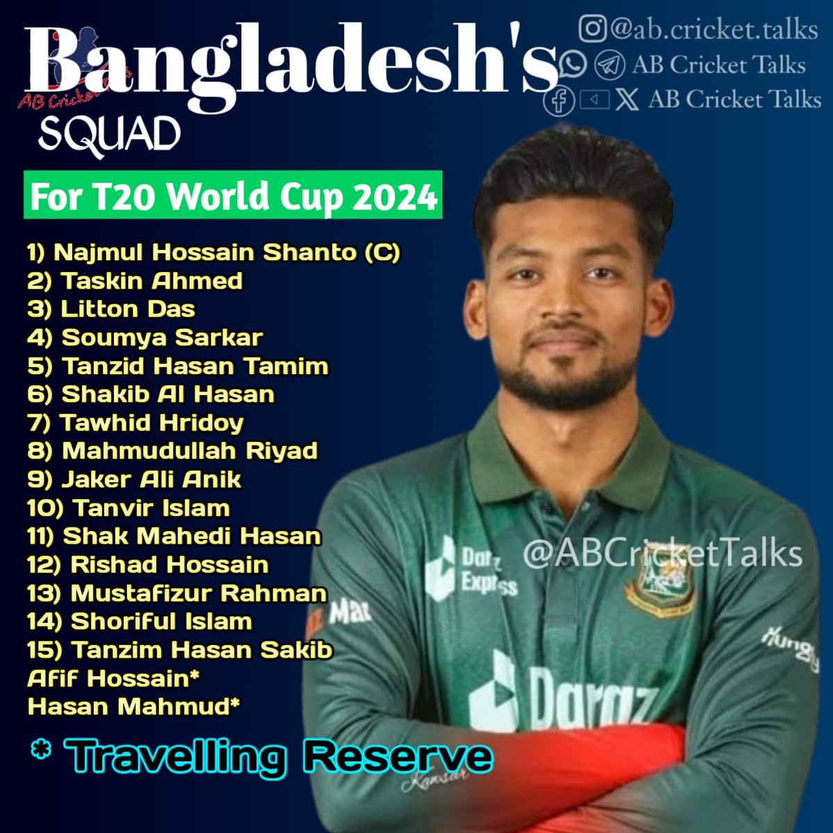 Bangladesh Cricket Board has just released there squad...

How will you react in this Squad

#ABCricketTalks #CricketTalksWithArpit 

#Bangladesh #BangladeshCricket #T20WorldCup #T20WorldCup2024