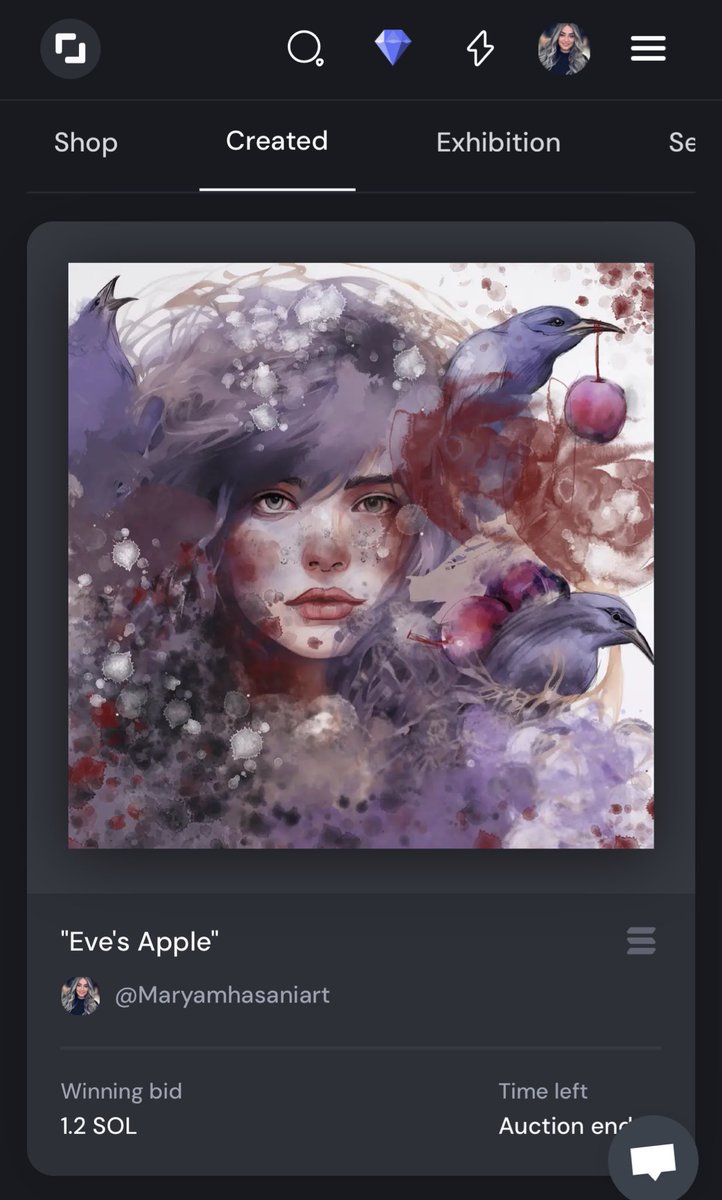 Gm beautiful people 🌞🌅🌤️ Just wanted to share that 'Eve's Apple' has found a new home with our dear friend @NFTco_X over at @exchgART 🔥🎊 How exciting is that? 🎉🎉 A big thank you to everyone involved! 🙏 Here's where you can check it out: 🔻🔻 exchange.art/maryamhasaniar…