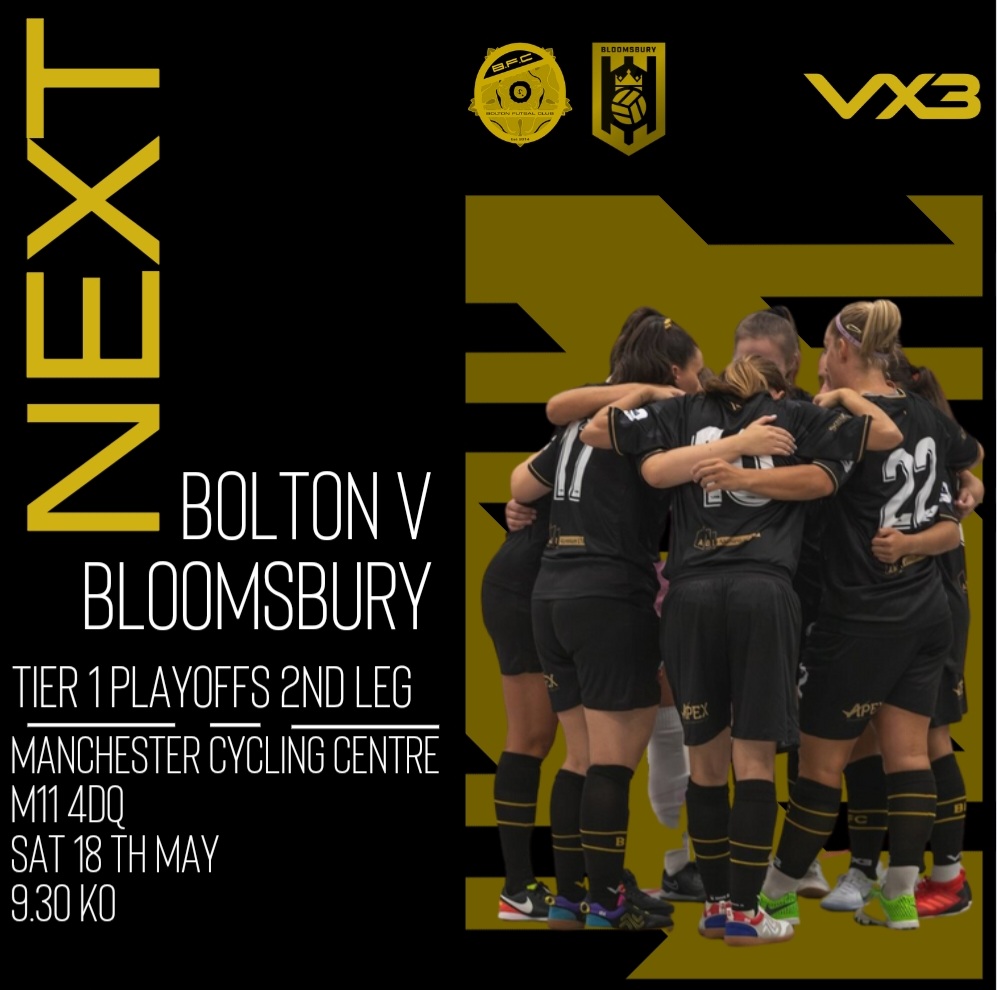 Next Up, Advantage Ladies, on home ground as they take on @BloomsburyFTSL come join us for our last home game of the season, and help push them across the line to the @FA_NFS Finals Day 🏟 Manchester Cycling Centre 📍M11 4DQ ⏰️9.30 ko 🎟Adults £2.50 🎫FOC