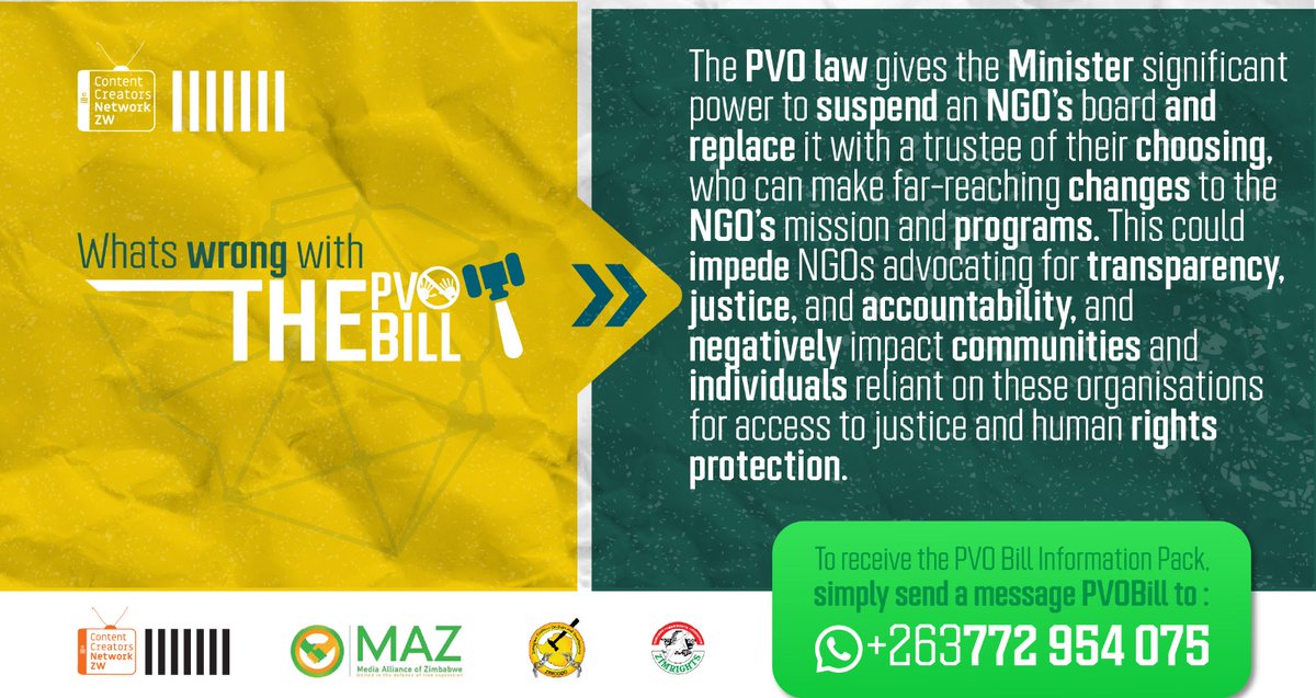 Do you understand the potential impact of the PVO Bill? Check out the attached info packs to see how the Bill might affect the daily operations, funding, & staff of your favourite NGOs. #PVOBill