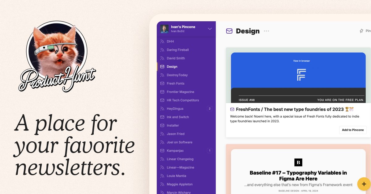 [😻WE’RE LIVE ON PRODUCT HUNT 😻]

The day is here – we’ve launched inboxes, our newest feature, on <a href="/ProductHunt/">Product Hunt 😸</a>! 💌

If you can, show us some love, we’d really appreciate it. Every upvote counts, help us reach the #1 product of the day! 🫶

Click here 🔗 producthunt.com/posts/pincone-…