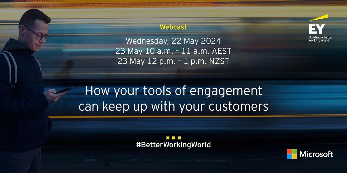 In this webcast, the EY Team and Microsoft discuss how innovative technology can help create a unified customer experience. Register to join the session here: go.ey.com/3JZXBSl #MicrosoftAlliances #EYTech