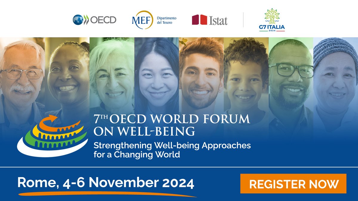 How can we help put people's #WellBeing at the heart of public policy and societal action? Join us at the 7th #OECD World Forum on Well-being on 4-6 Nov in Rome, co-organised by OECD, @MEF_GOV & @istat_it. 🔗 brnw.ch/21wJKD3