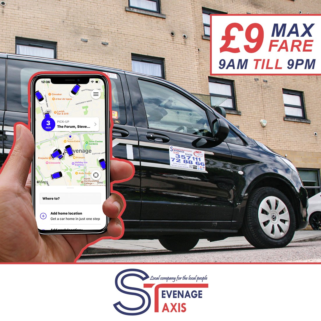 Stevenage Taxis now offers £9 maximum fare for any journey within the Stevenage area, every day! Enjoy convenient, affordable travel without breaking the bank.
#StevenageTaxis #AffordableTravel 🚕💨