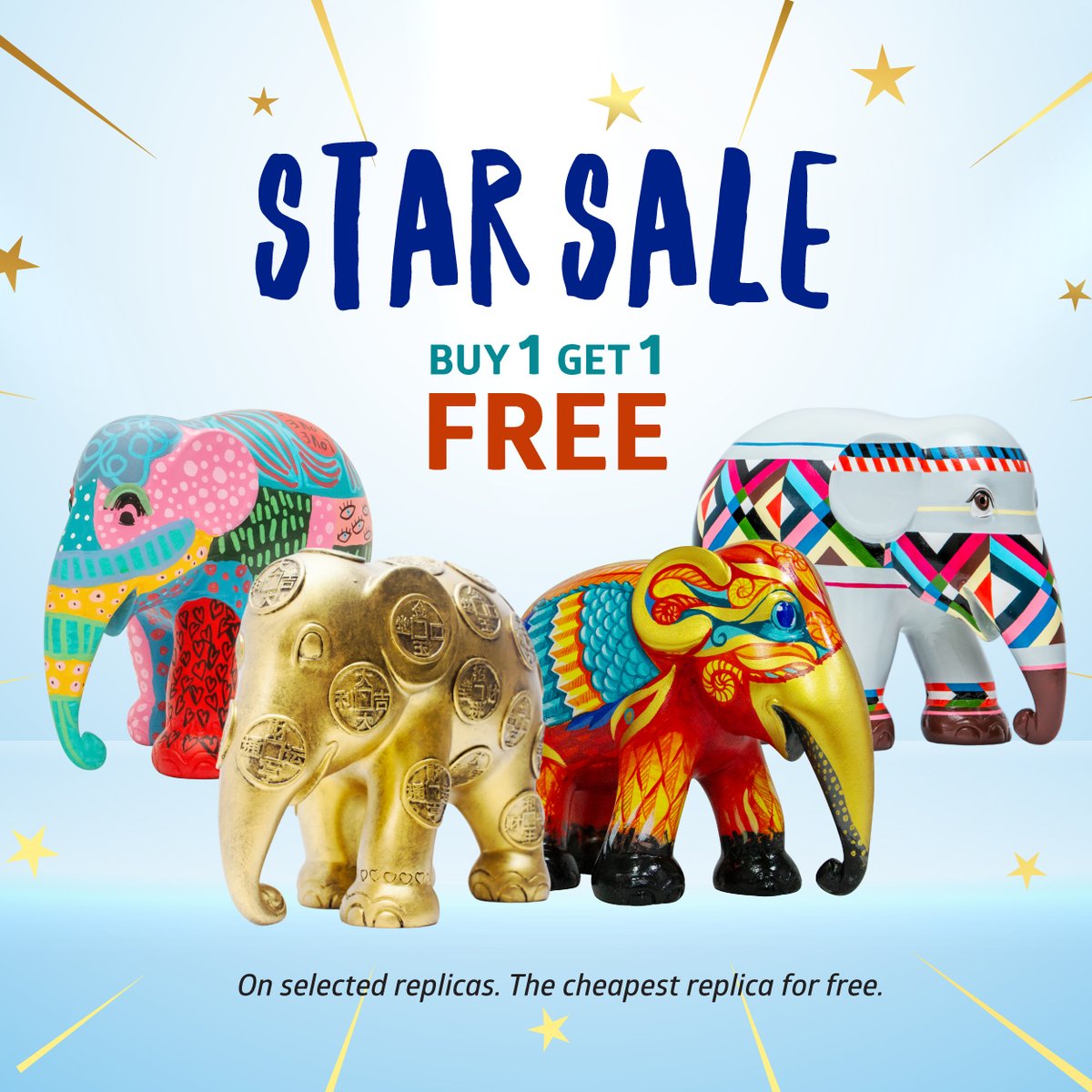 Time to Save with our Star Sale ⭐️ Explore our website's sale section for a selection of 'Buy One Get One Free' elephants! Happy shopping! ✨🐘🛍️ elephantparade.com/shop/sale #elephantparade #elephantconservation #savetheelephant #starsale #sale