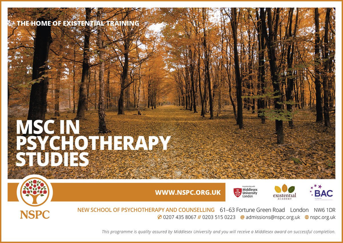 Explore the MSc in Psychotherapy Studies, a unique online program! Dive deep into psychotherapy theory with an existential, philosophical approach. Enrol now! 📚🌍 nspc.org.uk/course-directo… #MSc #PsychotherapyStudies #ExistentialApproach #EnrolToday