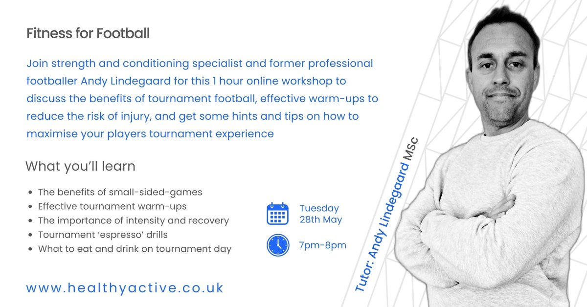 Join Andy Lindegaard, UEFA B Licensed coach and Physical Activity specialist, for a workshop on the benefits of tournament football and effective warm-ups that reduce the risk of injury⚽ 📅Tuesday 28th May 🕖7 - 8pm Book your place here⬇️ eventbrite.pulse.ly/kmjojh6qwp