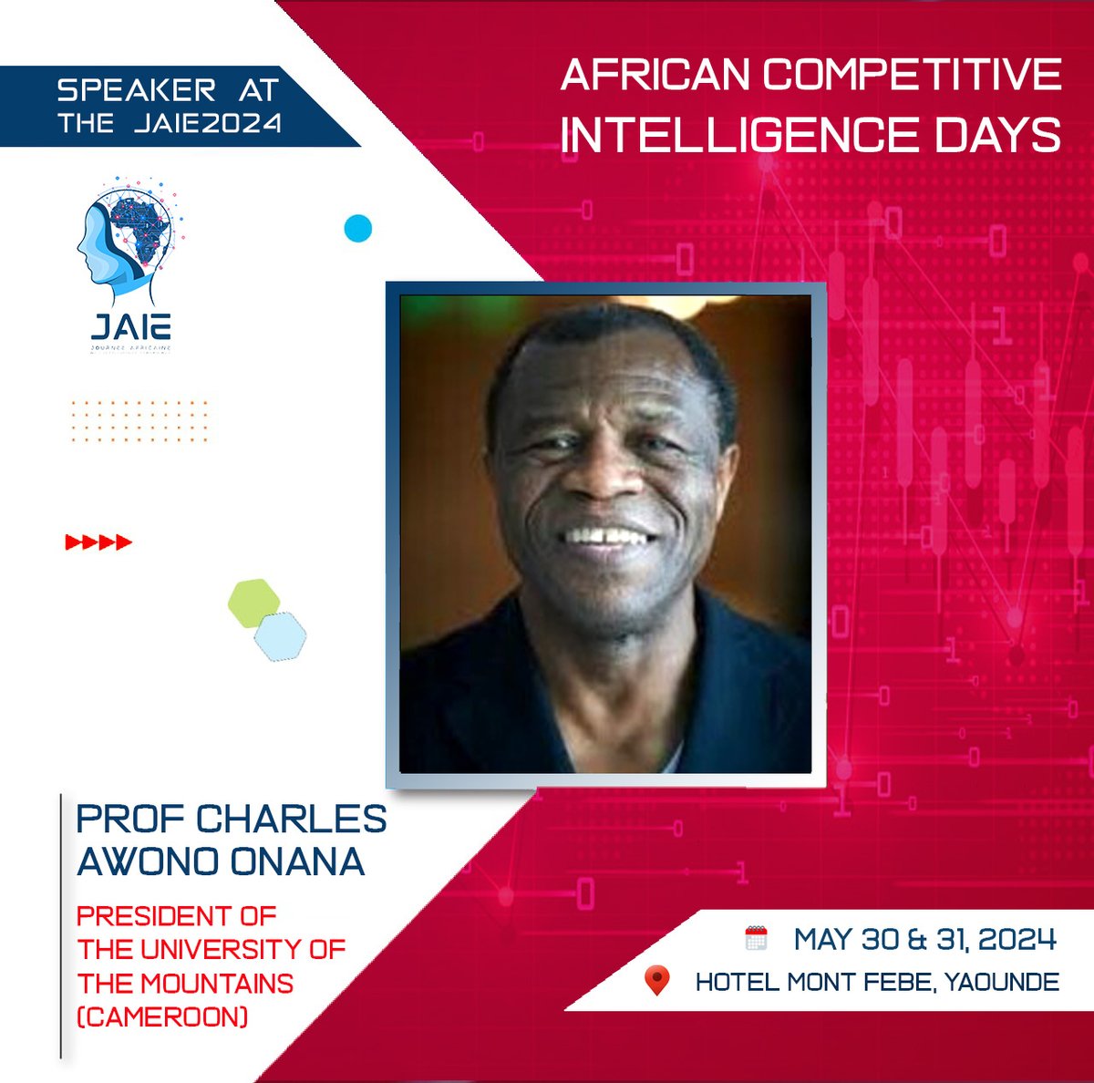 President of the university of the mountains (Cameroon), Pr Charles AWONO ONANA will be taking part in the 7th edition of the  #JAIE2024 from 30 to 31 May 2024.  

Read his profile here : les-jaie.info/en/panelists/

#CAVIE #IntelligenceEconomique #MarchésAfricains #JAIE2024