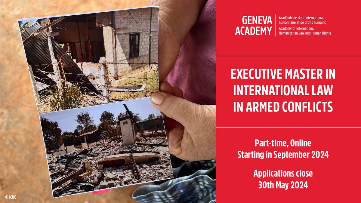 How to deepen expertise in international law in #armedconflict & work at the same time? 

Apply until 30 May 2024 to our #online Executive Master: geneva-academy.ch/news/detail/68…