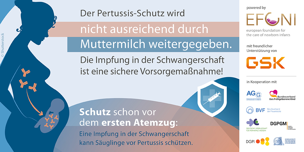 Achtung: der #Pertussis -Schutz wird nach aktuellem Wissensstand nicht ausreichend über die Muttermilch nach der Geburt weitergegeben. Die Impfung 💉 bleibt die beste Vorsorgemaßnahme, denn sie überträgt den Schutz noch vor der Geburt! Mehr Infos unter: efcni.org/keuchhusten/