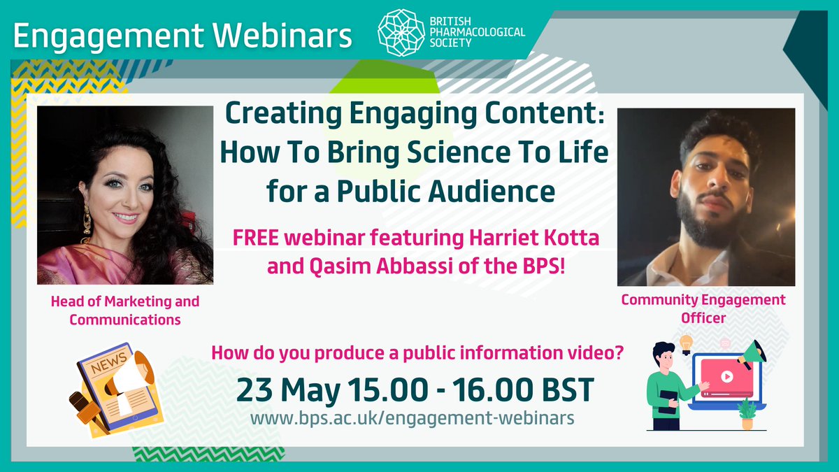 Ever thought about promoting your research via a video? 🤔🎬

Harriet Kotta & Qasim Abbassi of the BPS staff team share their experiences of putting together a public information video.

Join them at our free webinar next week: my.bps.ac.uk/events/details…

#ScienceCommunication