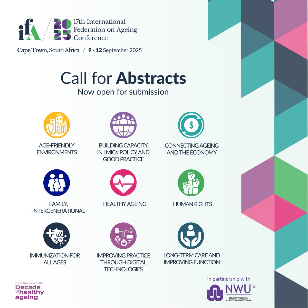 Abstract submissions now open for the #IFACONF2025! Share your insights, research, and ideas. Make a meaningful contribution to the global conversation on ageing – submit your abstract today! Visit ifaconf.ngo for details. #AgeingConference #CallForAbstracts