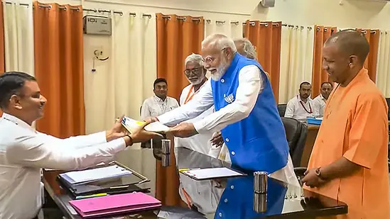#InPics | Prime Minister @narendramodi filed his nomination papers from the #Varanasi Lok Sabha seat in Uttar Pradesh on Tuesday. See more pics here: hindustantimes.com/photos/news/ph… #ElectionsWithHT #LokSabhaElection2024