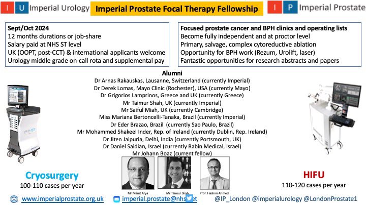 Imperial Prostate Focal Therapy Fellowship. Start sept/oct 2024. UK and international applicants welcome (subject to eligibility). >230 focal cases per year jobs.nhs.uk/candidate/joba… @IP_London @imperialurology @FocalSociety @BSoT_UK