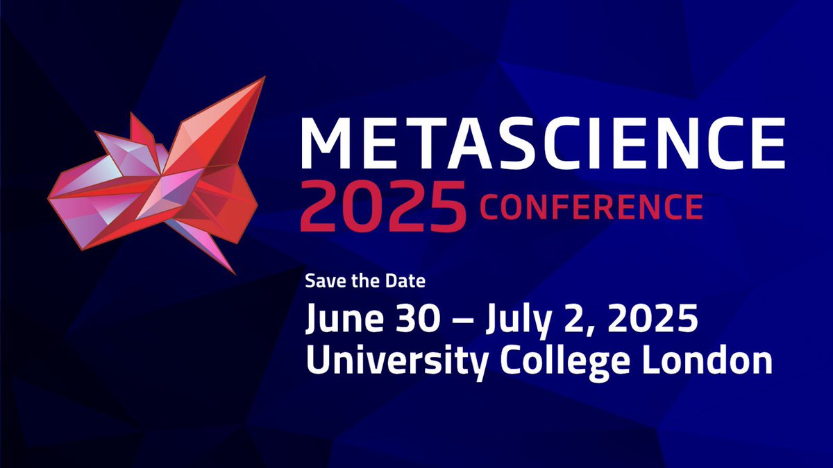 We’re thrilled @RoRInstitute & @UCLResearch to have joined forces with our friends @OSFramework to bring Metascience 25 to London. Join us from 30 June to 2 July 2025 at what should be the biggest & brightest meeting yet! researchonresearch.org/rori-cos-annou… @stianwestlake @profgeraintrees