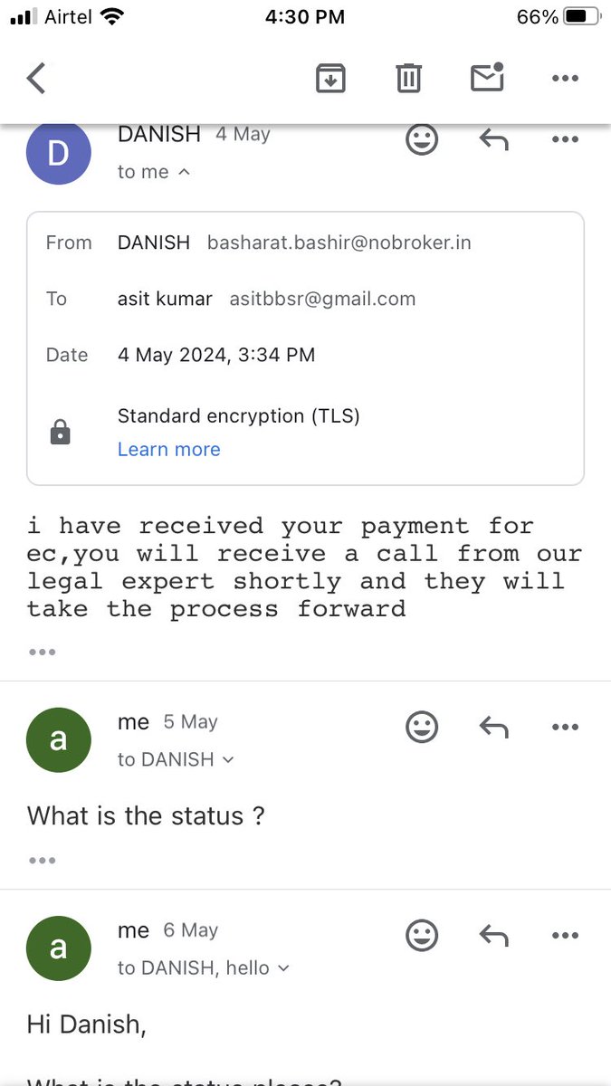 asitbbsr1's tweet photo. @NoBrokerCare I have attached the screenshot- basharat.bashir@nobroker.in is the person who shared the link to pay https://t.co/NanRwNQzFO