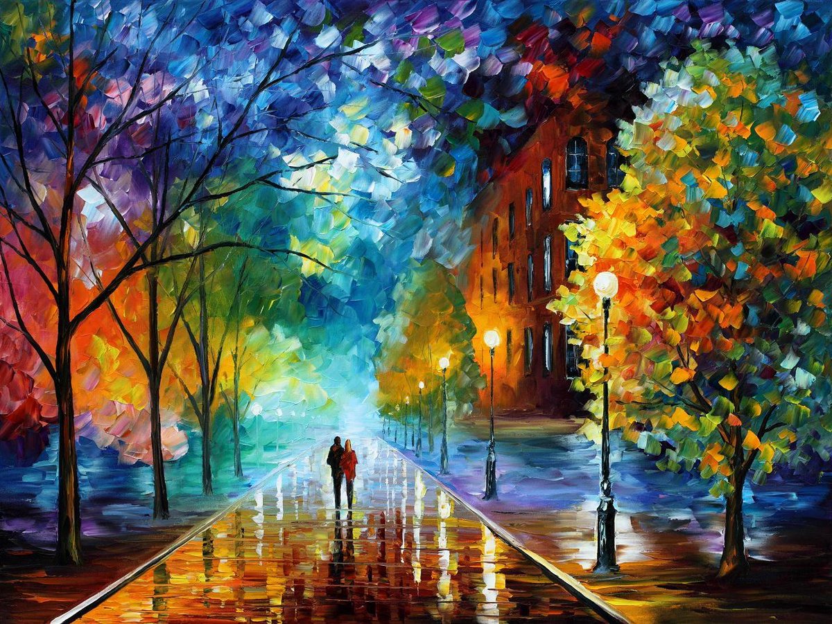 FRESHNESS OF COLD - Large-Size Original Oil Painting ON CANVAS by Leonid Afremov (not mixed-media, print, or recreation artwork). 100% unique hand-painted painting. Today's price is $99 including shipping. COA provided afremov.com/freshness-of-c…