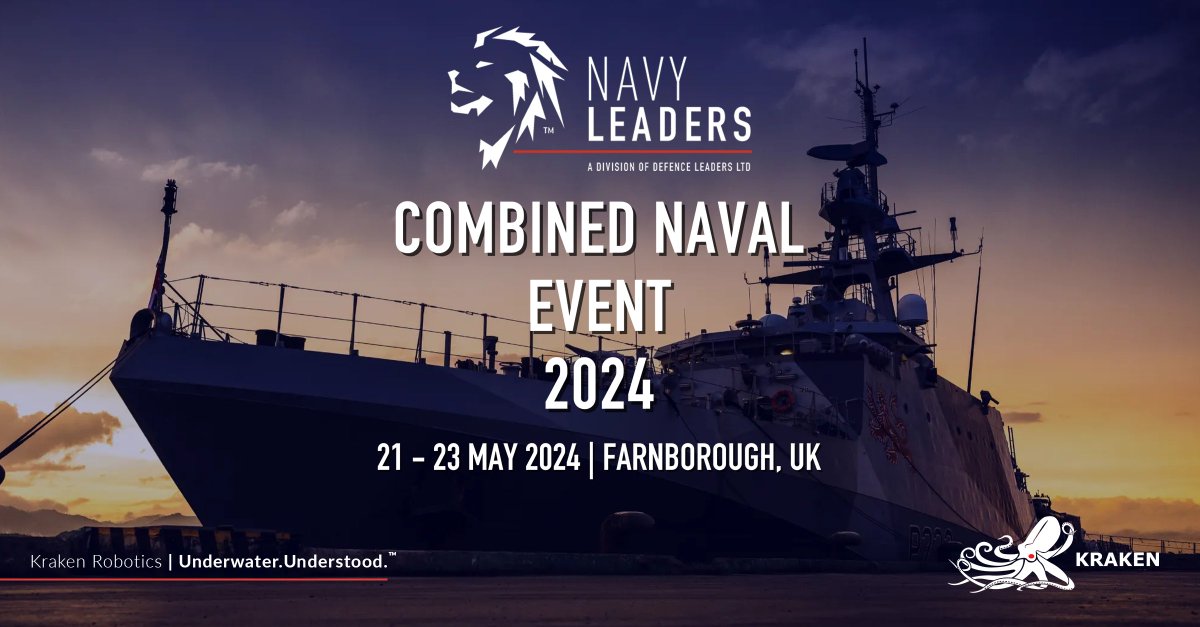 KrakenRobotics's tweet image. Join us at Combined Naval Event (CNE) 2024 in Farnborough, UK from May 21 to 23. Kraken Robotics will be at Booth A46, where you can see the full-sized KATFISH model and meet our experts. 
 
#KrakenRobotics #CNE2024 #CombinedNavalEvent #SyntheticApertureSonar #MarineTechnology