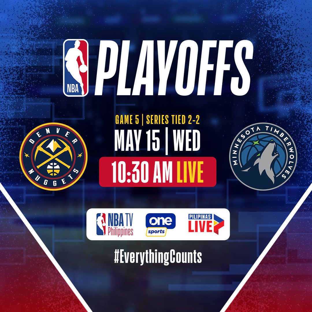 Defending champion Denver Nuggets and the Minnesota Timberolves slug it out in all-important Game 5 of #NBA Western Conference Semifinals tomorrow at 10:30 a.m. LIVE on One Sports, NBA TV Philippines, and the Pilipinas Live app. 

#EverythingCounts #EveryonesGame #NBAPlayoff