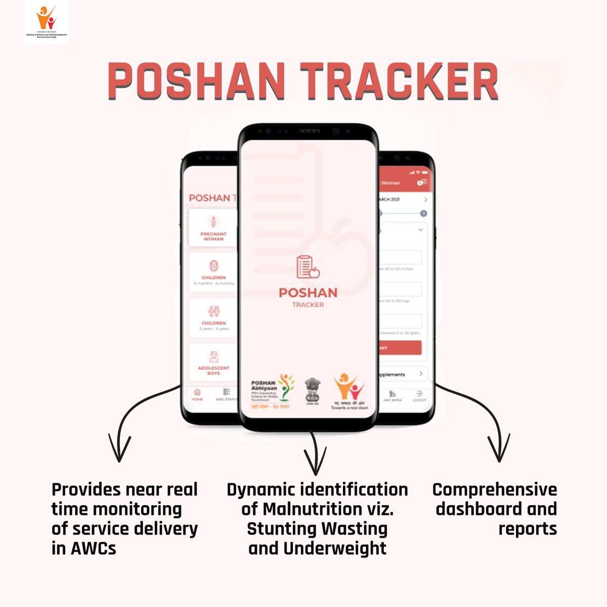 #PoshanTracker is revolutionizing nutrition monitoring! With its streamlined approach, it ensures eligible beneficiaries, especially children and pregnant women, receive the crucial support they need for optimal health. . . . #MissionPoshan2.0 #sahiposhandeshroshan @pibwcd
