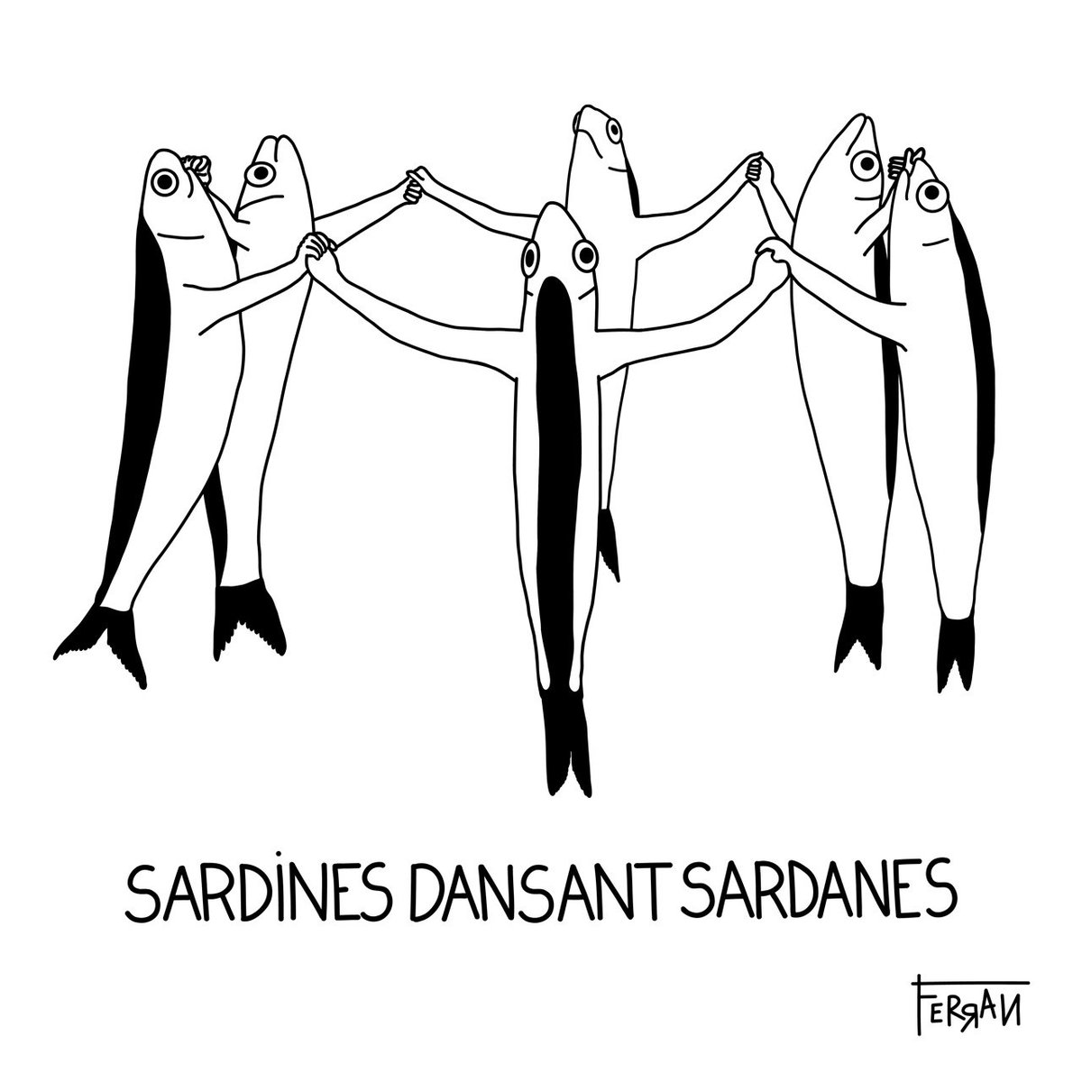 Joc de paraules força tonto 
#humor #humorgràfic #dibuix  #il·lustració #sardines #sardanes