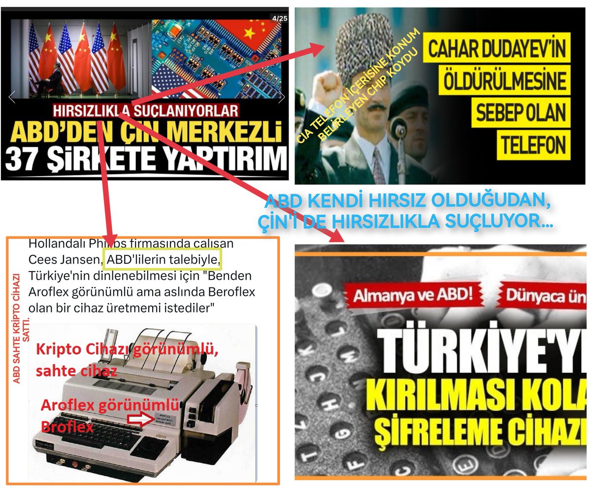 📌ABD; ÇİN TEKNOLOJİ ŞİRKETLERİNİ BİLGİ HIRSIZLIĞI İLE SUÇLUYOR. 👉OYSAKİ; ABD BU KONUDA SABIKALI‼️ ✍️Türkiye'ye sahte kripto cihazı satan ABD! ✍️Cahar DUDAYEV’in Uydu Telefonuna Casus Yazılım yükleyen yine ABD! Devlet Bahçeli Ali Yerlikaya Osman Gökçek Sinan Ateş'e Muhtarın