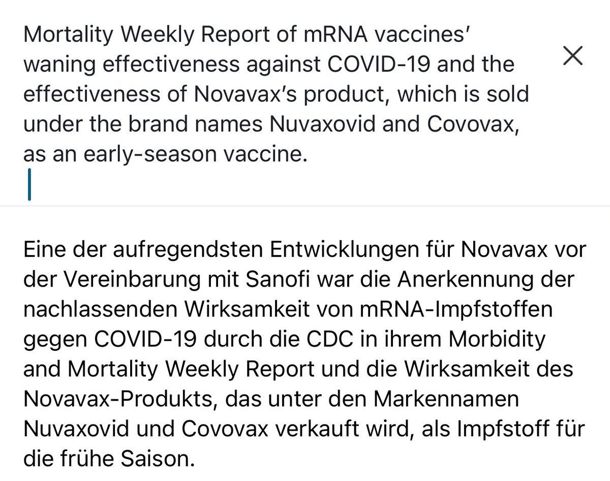 Aus einer Börsenmeldung eines Hedgefonds bezüglich Novavax von gestern. Die CDC sieht Novavax als den wirksameren Impfstoff an. app.quotemedia.com/data/downloadF…