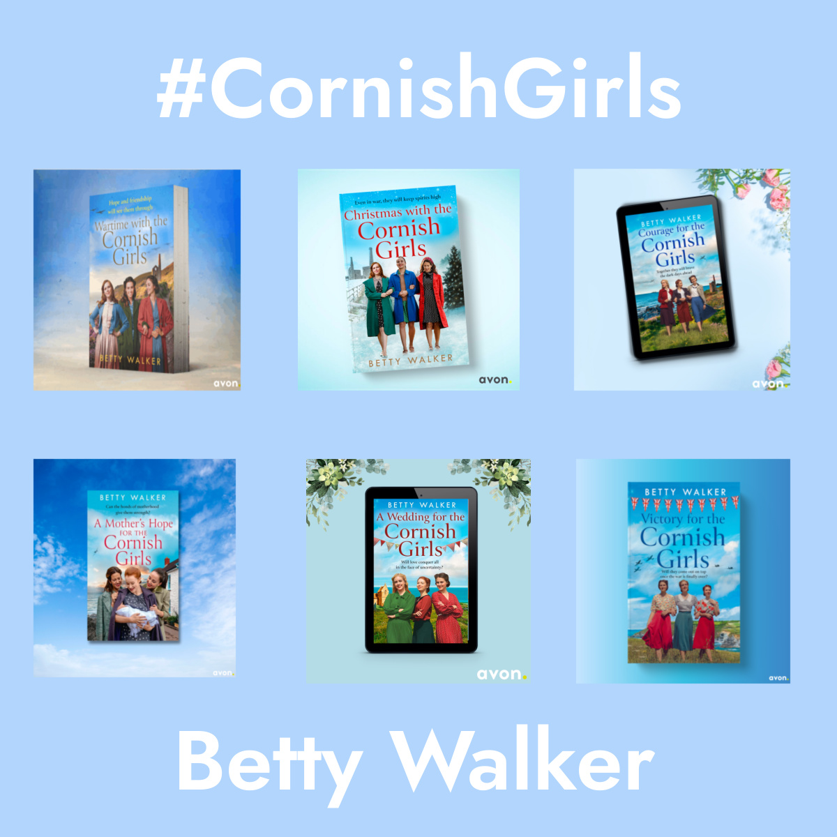 Betty Walker (Cornish Girls Author) (@cornishgirls) on Twitter photo This week, I'm thrilled to announce HUGE #TuesNews <a href="/RNAtweets/">Romantic Novelists' Association</a> -- I've just signed a new 3-book deal with <a href="/AvonBooksUK/">Avon Books UK</a>. 🥳🪇🥂🎊🎉🙌
Book 6 in the #CornishGirls wartime saga series just came out, so this will take it to 9 books! 📕🍾
#romance #sagas #historicalfiction #WWII This week, I'm thrilled to announce HUGE #TuesNews <a href="/RNAtweets/">Romantic Novelists' Association</a> -- I've just signed a new 3-book deal with <a href="/AvonBooksUK/">Avon Books UK</a>. 🥳🪇🥂🎊🎉🙌
Book 6 in the #CornishGirls wartime saga series just came out, so this will take it to 9 books! 📕🍾
#romance #sagas #historicalfiction #WWII