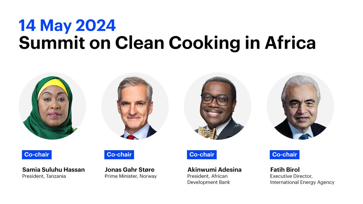 TODAY: @AfDB_Group President @akin_adesina to co-chair Paris Summit alongside Tanzanian President @SuluhuSamia, Prime Minister @jonasgahrstore of #Norway, and @IEA Executive Director @fbirol. Follow LIVE: bit.ly/44Mke6w #ImproveQualityOfLife #PowerAfrica