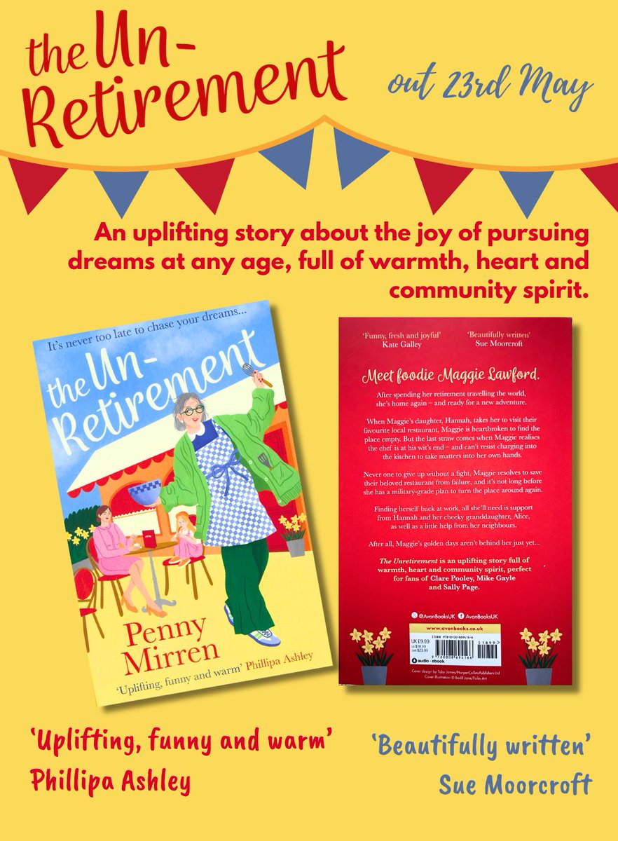 Just over a week to publication & I want thank the generous authors who took time to read & endorse #TheUnretirement 🙏 @SueMoorcroft @PhillipaAshley @janelovering @KateGalley1 @LTimoneyWrites @rutholearywrite @reallyjuliema 99p ➡️ tinyurl.com/47h39ab8 #Tuesnews @RNAtweets