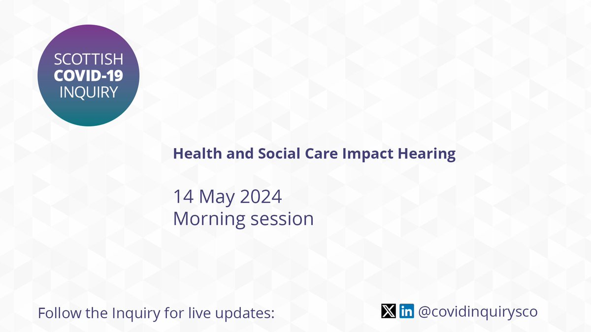 Day 47 of the Inquiry's Health and Social Care Impact Hearings begins today at 9.45am. We will hear evidence from members of @PAMIS_Scotland. More information and broadcasts are available on the Inquiry's website: covid19inquiry.scot/hearing/impact…