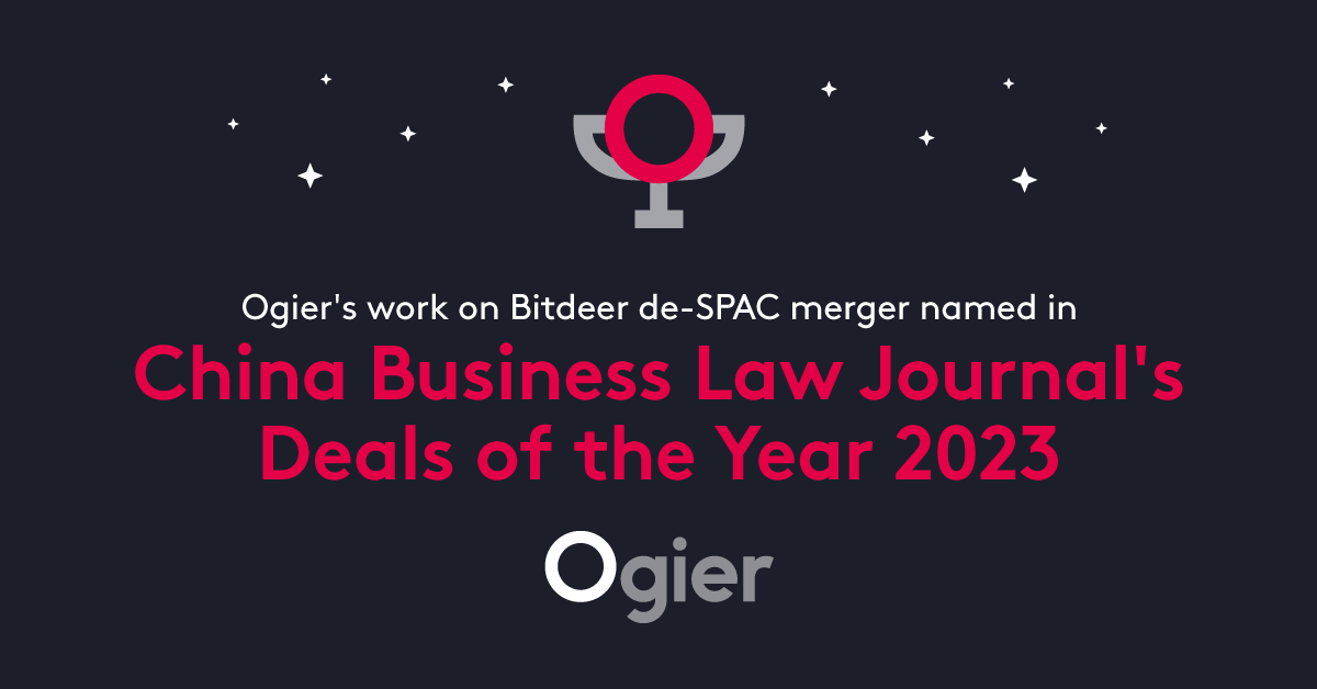 An Ogier-advised de-SPAC merger – one of the largest of its kind in the BVI and Cayman - has been named a deal of the year by the China Business Law Journal. Read more: loom.ly/inrNCok #MergersAndAcquisitions #SPAC #HongKong #EquityCapitalMarkets #BeExtroadinary