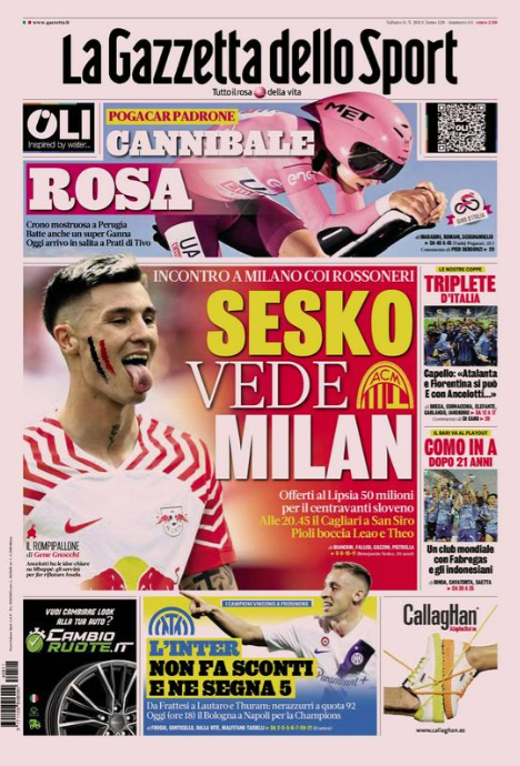 Sidjem ja jedno jutru u frizeraj dole, listam Gazetta della Sportivo ... - i opet dva Slovenca na naslovnoj strani.