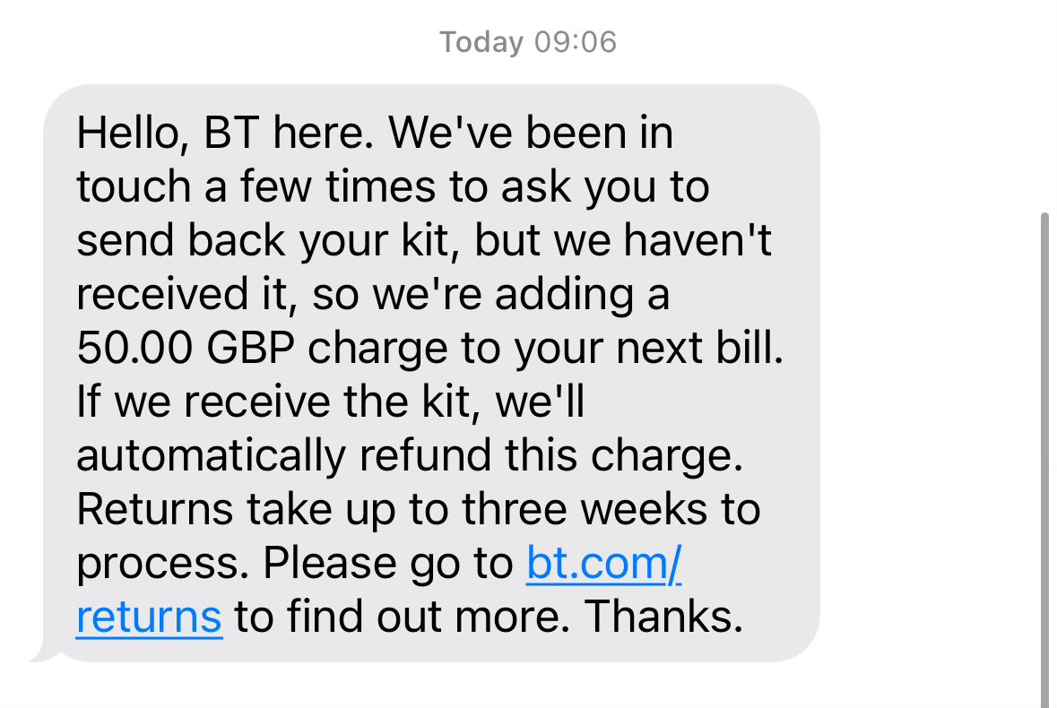 Dear @bt_uk & @BTCare I have returned my equipment and you already refunded me on 21/03/2024 🤣
You should have an online way to resolve this. Why I should call you?